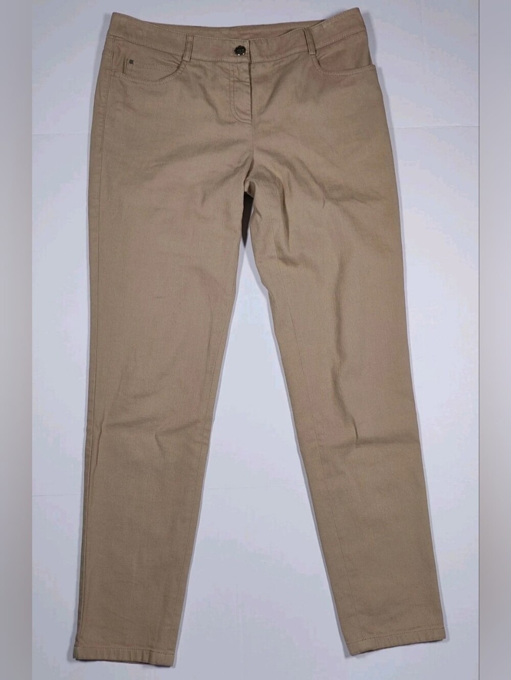 Akris Beige Tan Tapered Cotton Chino Pants Size 10 (34Wx29L) Retail ~495$